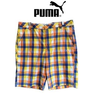 Puma Men’s waist 34” Shorts Yellow Blue Orange
Plaid Polyester Golf Pickleball